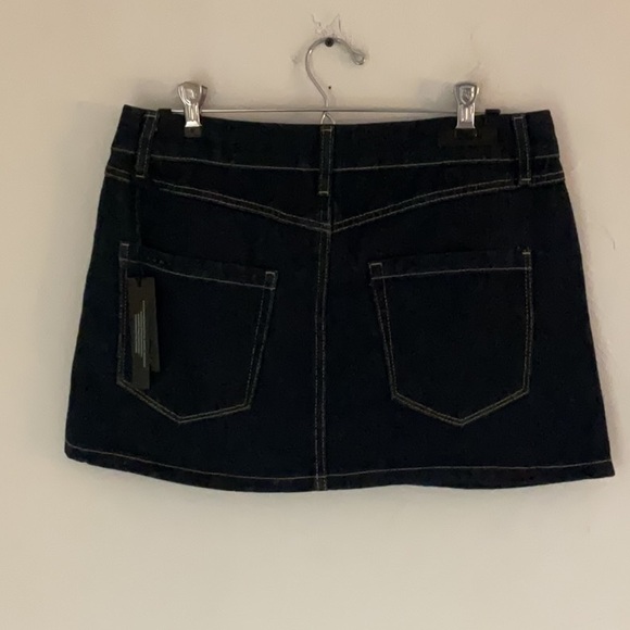 Blank NYC Metallic Weave Denim Micro Mini Skirt, Size 27, Dark Blue/Gold, NWT - Picture 2 of 8